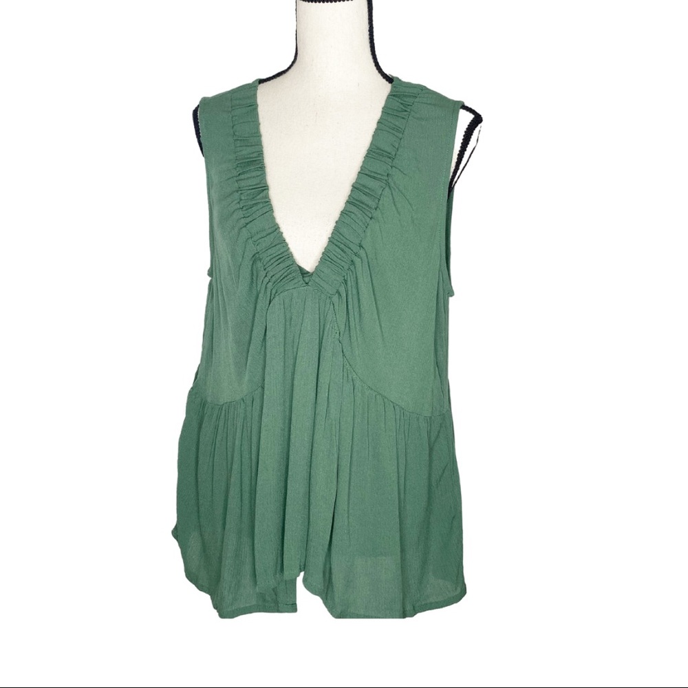 BLUE RAIN Ruffle Flow Sleeveless Tunic Blouse M